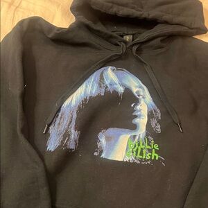 Gildan Billy Eilish Black Hoodie with Blue and Green Graphic